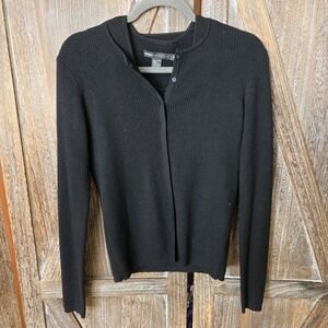 DKNY Essentials Sweater Set Women's Size Small Black 100% Wool Shell & Cardigan